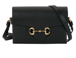 Horsebit 1955 Flap Shoulder Bag, Leather, Black, 732314, DB/B/S, 4*